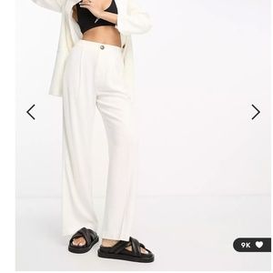 ASOS DESIGN linen relaxed pants in ivory